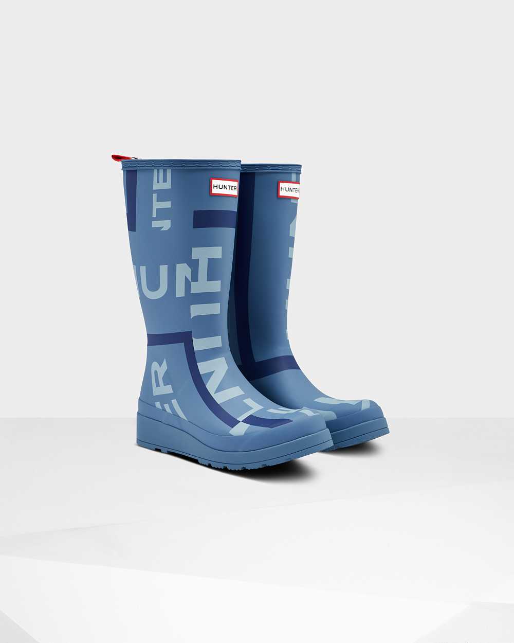 Hunter Original Play Tall Exploded Logo Mid-Calf Women's Rain Boots NZ-13704L Blue